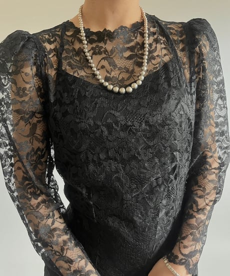 【USED】  Lace Pattern Long One-Piece /250301-015