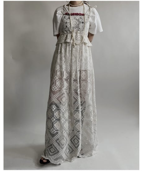 【RE;CIRCLE】 RE Crochet Lace Camisole One-piece / 220427-004