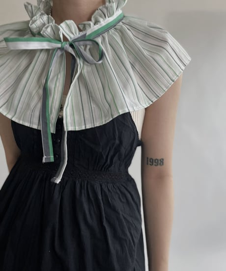 【RE;CIRCLE】 RE Striped Shirt Detachable Collar + Bolero / 220609-004