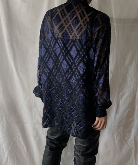 【USED】  Velor Patterned See-through Shirt/210407-007
