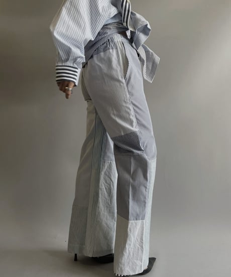【RE;CIRCLE】 RE Patchwork Strip Pants / 230824-006