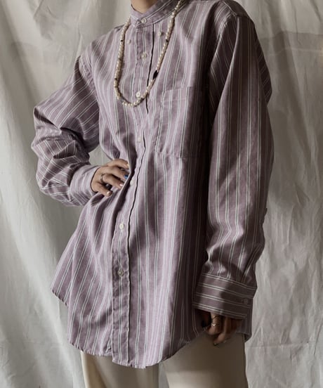 【RE;CIRCLE】 RE Stripe Band Collar Shirt③/210414-031