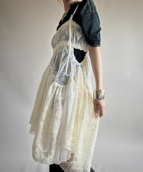 【RE;CIRCLE】RE Crochet Lace Patch work Camisole One-Piece Middle/250731-007
