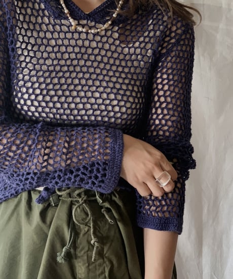 【USED】  Crochet Knit Top/210506-040