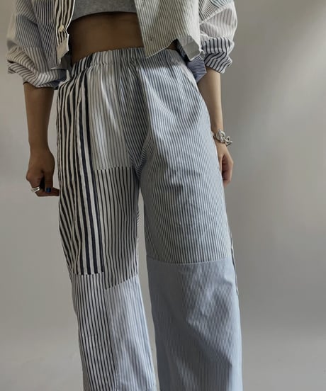 【RE;CIRCLE】 RE Patchwork Strip Pants / 240718-008