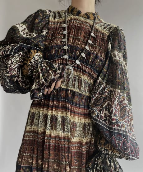 【RE;CIRCLE】 RE Indian Cotton Balloon Sleeved One-piece / 220901-004