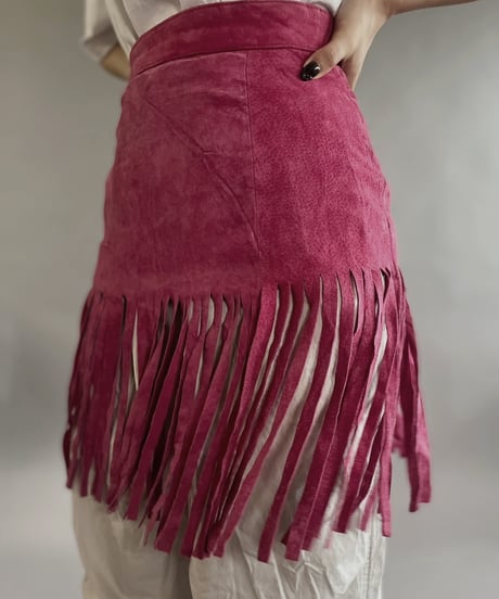 【USED 】Suede Fringe Mini Skirt/ 240505-022