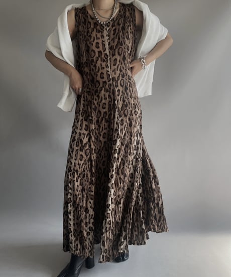 【USED】 Dead Stock 100% Rayon Leopard Patterned One-Piece/ 2301118-031