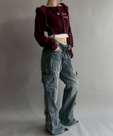 【RE;CIRCLE】 RE Hooded Acrylic Short Cardigan / 251016-001