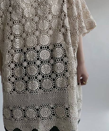 【RE;CIRCLE】 RE Crochet Lace S/S Hoodie / 220427-028