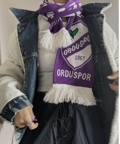 【USED】 Knit Soccer Muffler Purple × White / 230206-022