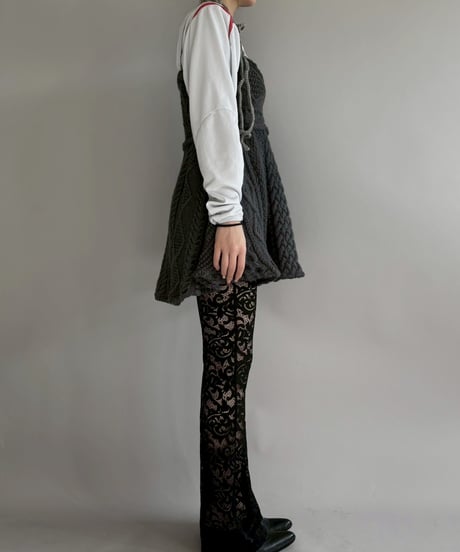 【RE;CIRCLE】 RE Aran Side Slit Camisole Mini One-Piece / Charcoal  / 251030-012