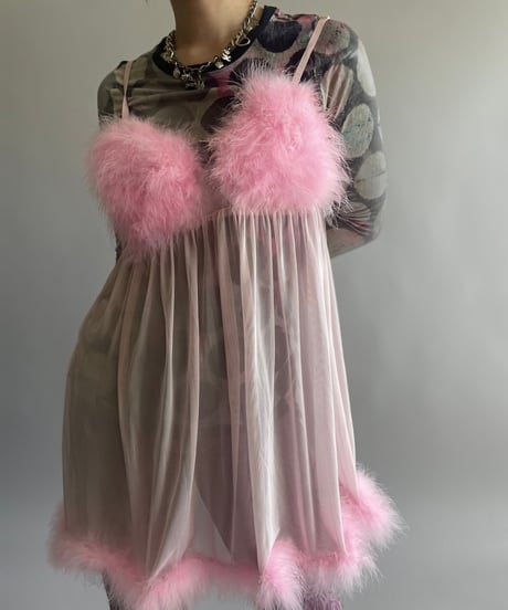 【USED】 Fur Patterned Sheer Camisole Top /241006-015