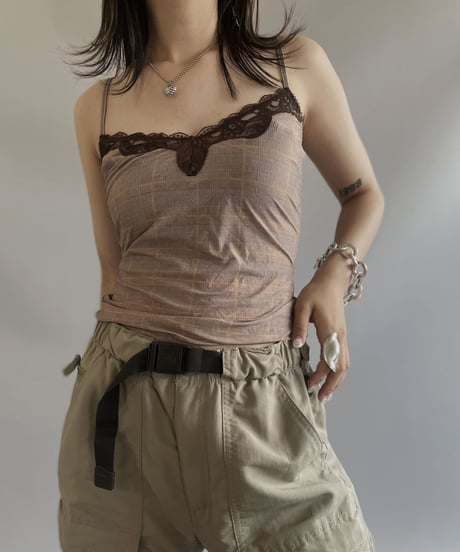 【USED】 Check Patterned Camisole Top / 230708-020
