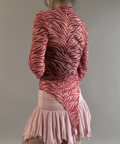 【USED】 Zebra Pattern Sheer Leotard Top / 260307-030