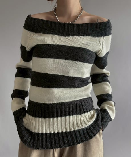 【USED】 Border Pattern Knit Top / 251129-008