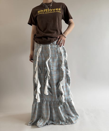 【USED】 PRETTY DAMAGE Check Pattern Design Long Skirt /250510-098