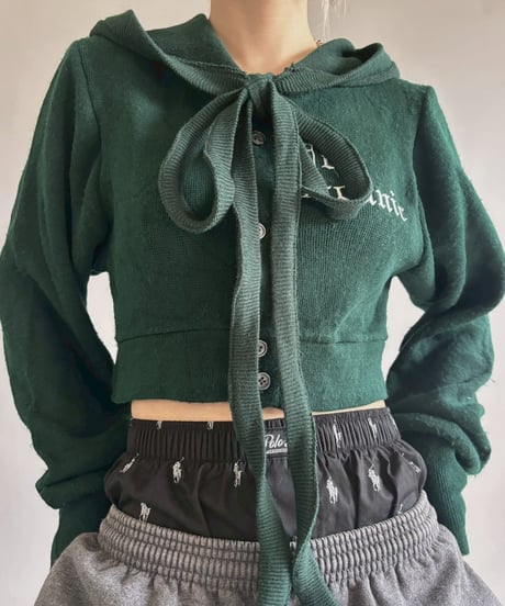 【RE;CIRCLE】 RE Hooded Acrylic Short Cardigan / 260205-003