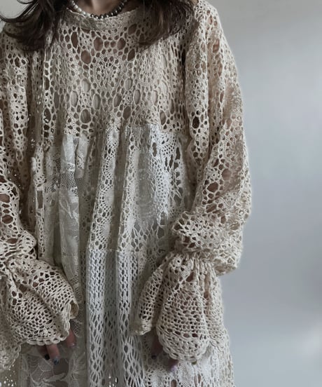 【RE;CIRCLE】 RE Crochet Lace Patchwork One-piece / 220427-040