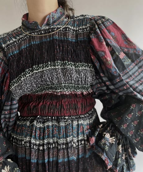 【RE;CIRCLE】 RE Indian Cotton Balloon Sleeved One-piece / 220901-011