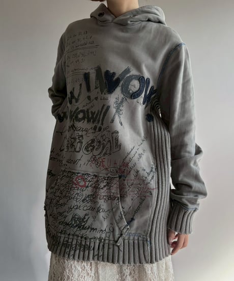 【USED】 Desigual Rib Knit Docking Hoodie /251108-024