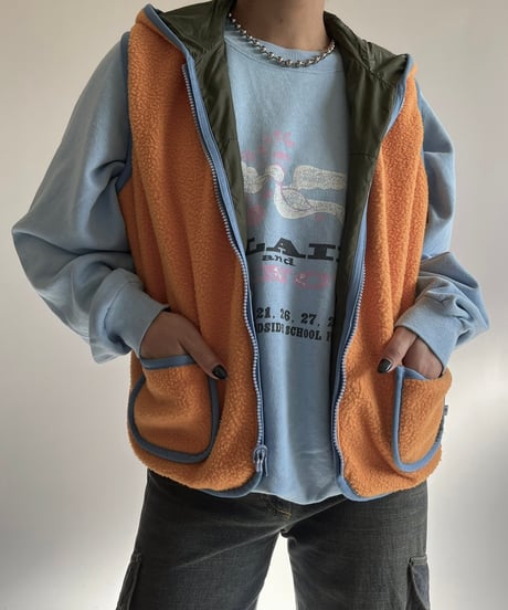 【USED】 90's Reversible Hooded Vest /250104-038