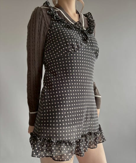 【USED】 Dot Pattern Sheer N/S One-Piece /251115-027