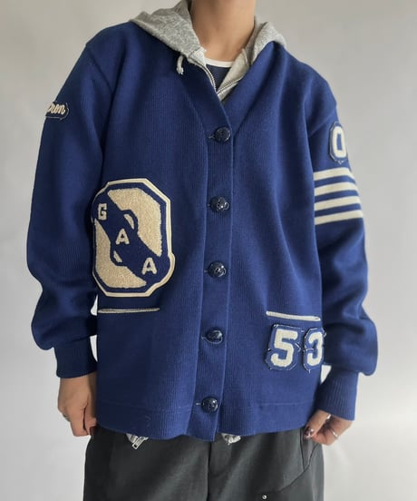 【USED】 Vintage Wool Lettered Cardigan/250118-018