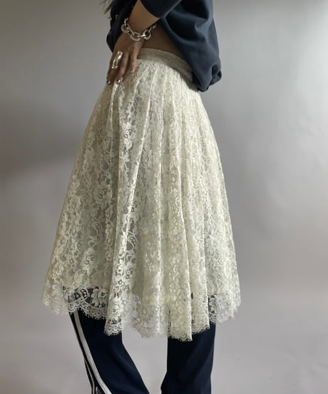 【USED】 Lace Patterned Sheer Skirt/ 240921-027