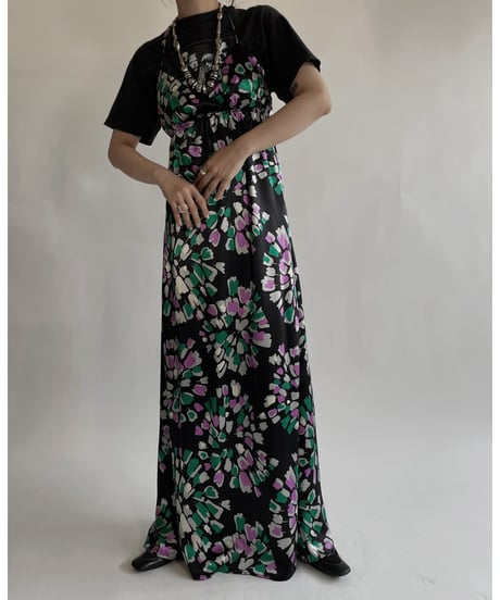 【USED】 Flower Printed Poly Camisole One-piece / 220528-009