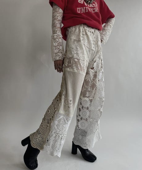 【RE;CIRCLE】 RE Crochet Lace Patchwork Pants / 220526-018