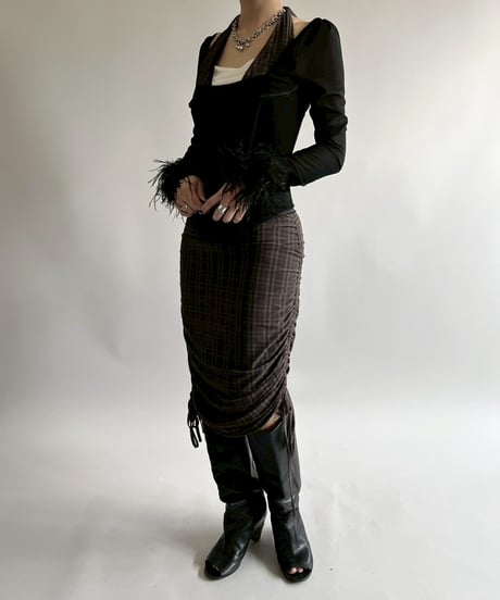 【USED】 HOUSE CB LONDON Fur Sleeve L/S Top /250419-024