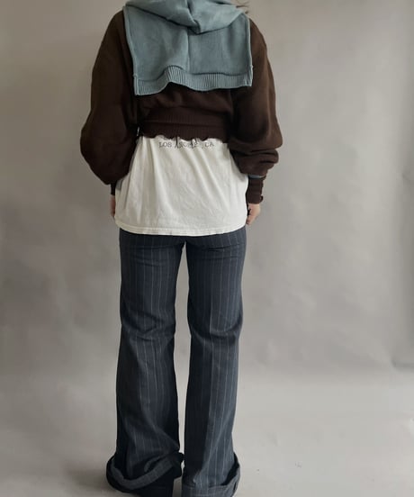 【RE;CIRCLE】 RE Acrylic Knit Cardigan + Hoodie Brown × Light Blue / 230220-010
