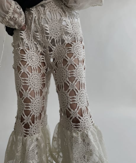 【RE;CIRCLE】 RE Crochet Lace Tiered Pants / 220427-044