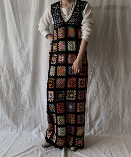 【RE;CIRCLE】 Remake Granny Knit N/S One-piece①/210331-011