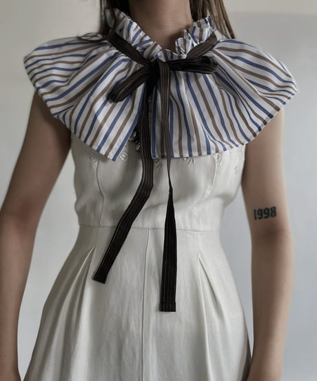 【RE;CIRCLE】 RE Striped Shirt Detachable Collar + Bolero / 220609-009