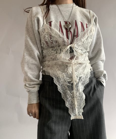 【USED】 Lace Patterned Camisole Leotard Top /241102-026