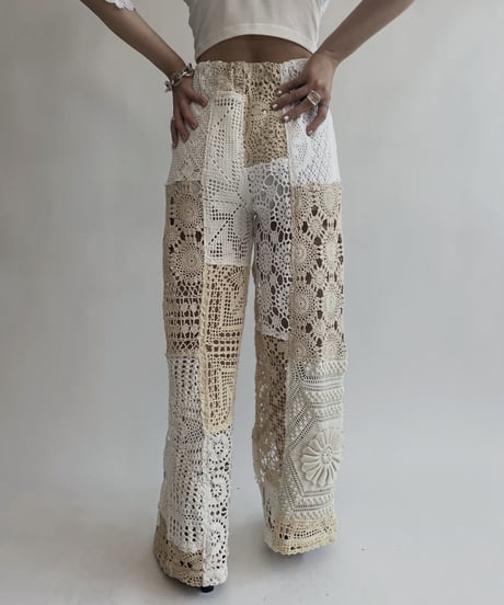 【RE;CIRCLE】 RE Crochet Patchwork Pants / 220728-027