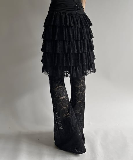 【USED】 Lace Pattern Tiered Skirt  / 250726-022