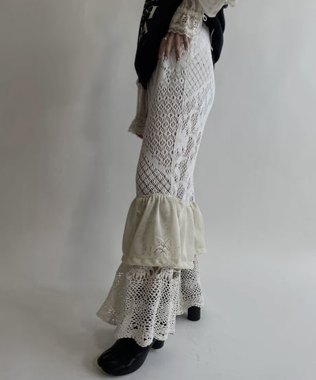 【RE;CIRCLE】 RE Crochet Lace Tiered Pants / 220427-045