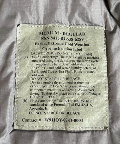 【USED】 U.S Army ECWCS Level7 Primaloft Parka Medium-Regular BOSTON / 260126-010