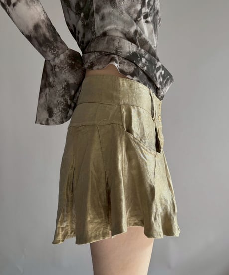 【USED】 Shiny Flared Mini Skirt / 251206-022