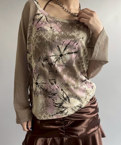 【USED】 YESSICA Mesh Sleeve Design Top  /251012-001