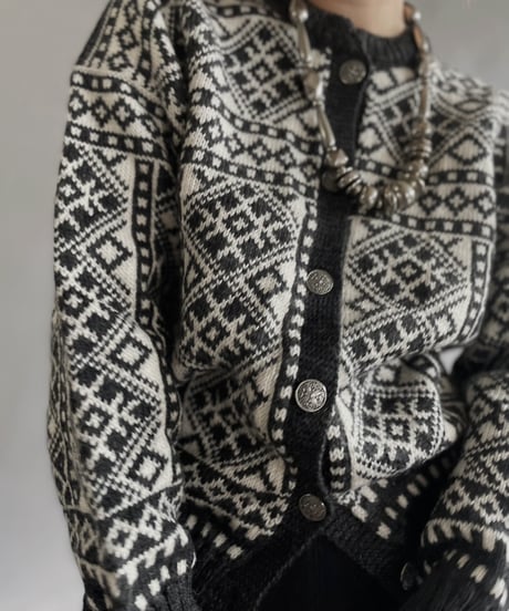 【USED】 Made in Norway  Wool100% Tirolean Knit Top /240120-019