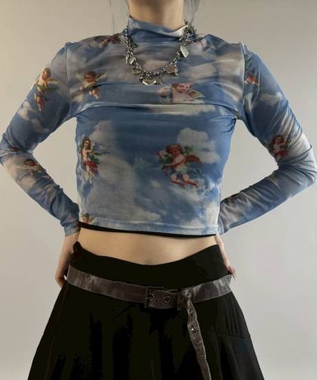 【USED】 Angel Pattern Sheer Top / 260307-023
