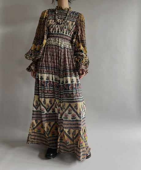 【RE;CIRCLE】 RE Indian Cotton Balloon Sleeved One-piece / 220901-007