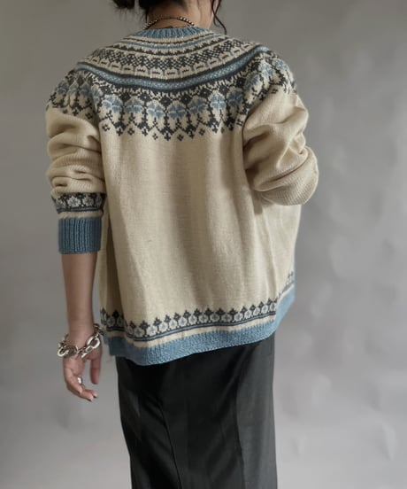 【USED】 Made in Norway Wool100% Tirolean Knit Top /240120-014