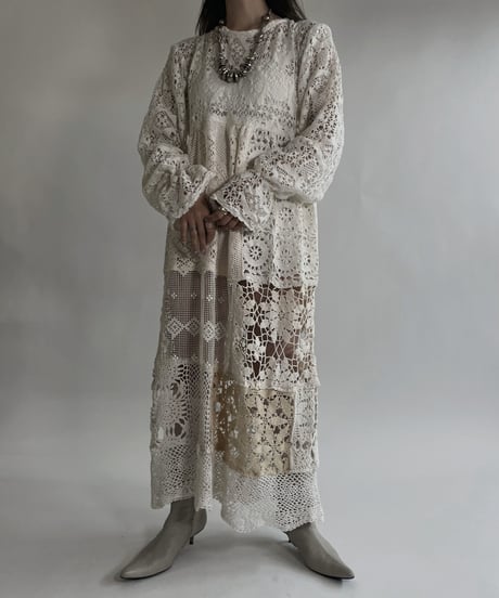 【RE;CIRCLE】 RE Crochet Lace Patchwork One-piece / 220526-008