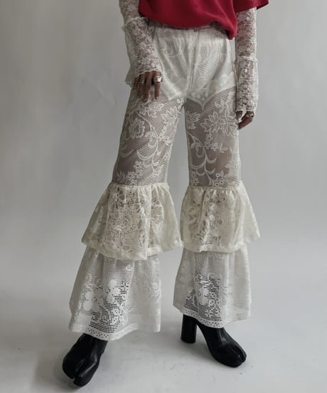 【RE;CIRCLE】 RE Crochet Lace Tiered Pants / 220526-019