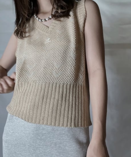 【USED】  Courreges Crochet Knit Vest/211014-042